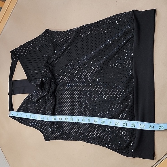LOVE Tease Size M Black Sequin Racerback Drape Neck Sleeveless Top - Picture 8 of 10